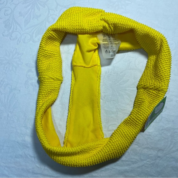 Bikini Bottoms Textured Scrunch Butt Cheeky Low Rise Ribbed Crinkle Neon Yellow - Picture 8 of 10